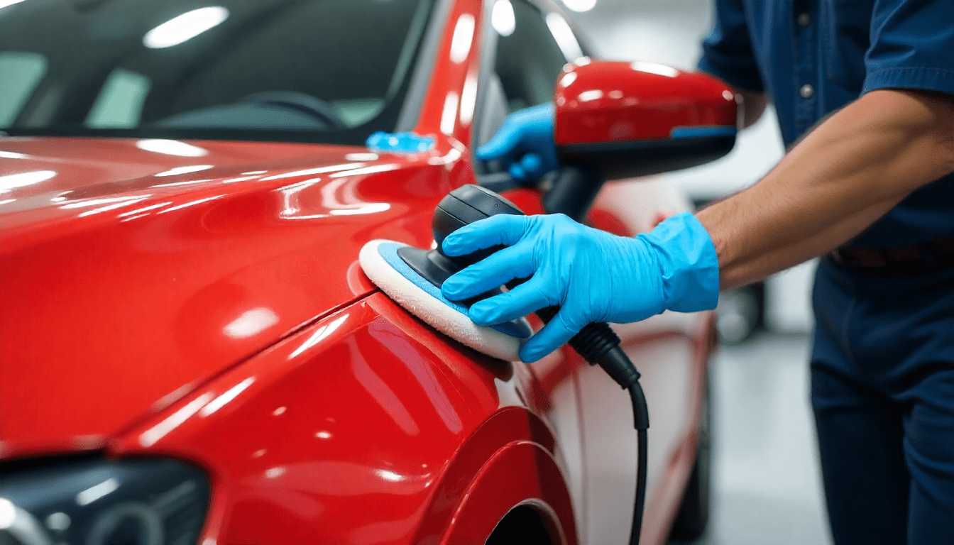A man polishing his car 